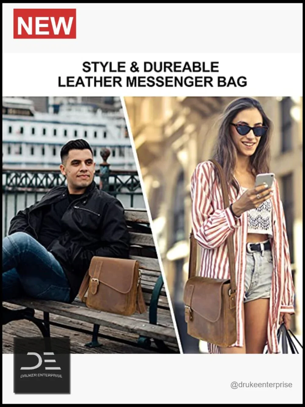 N/A leather messenger